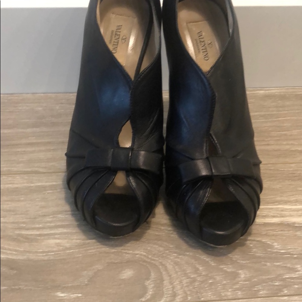 Valentino Black Peep-Toe Heels